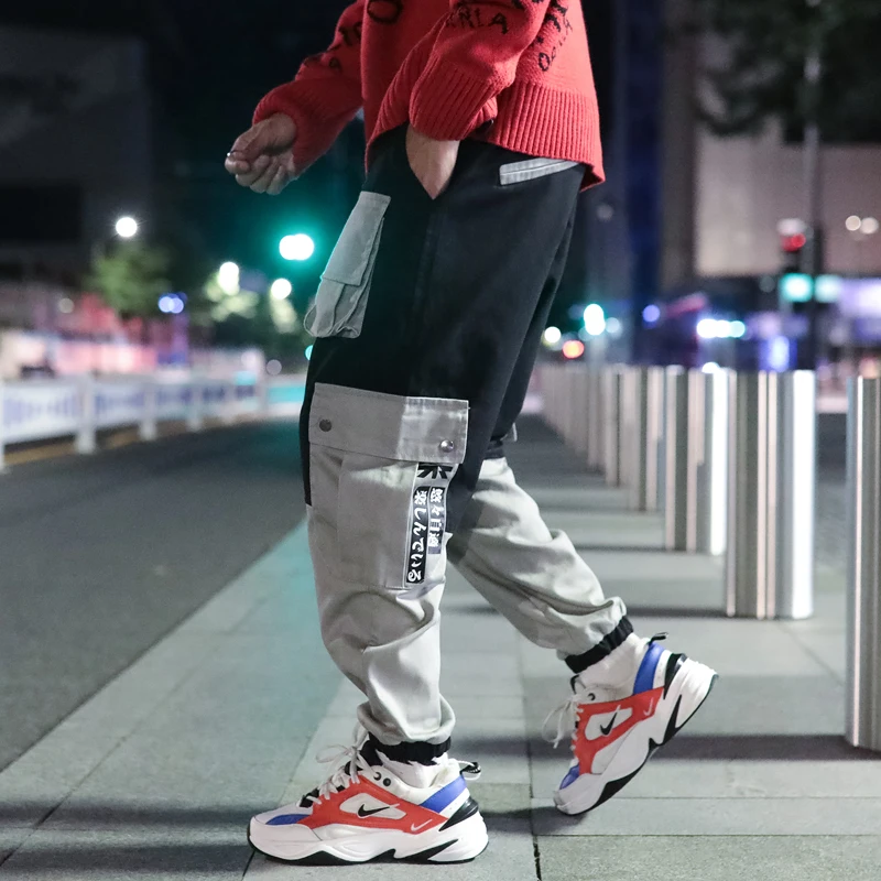 

Track Pants Men Streetwear Mens Joggers Pants Harem Mens Pants Hip Hop Tactical 2019 Autumn Plus Size Cargo Hit Color Casual