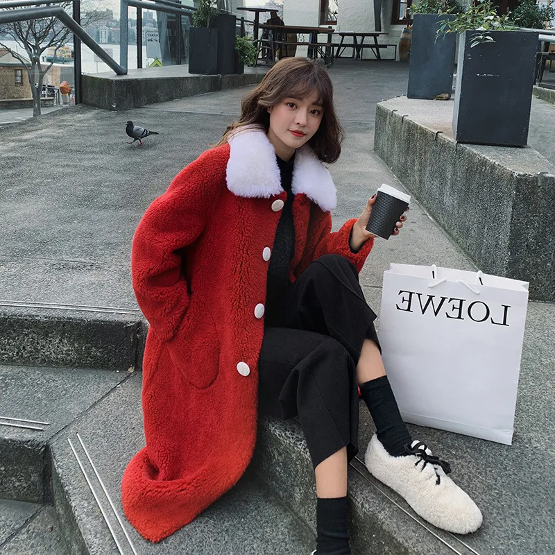 

Photo Shoot Hot Selling Winter New Style Korean-style Loose-Fit Sweet Elegant Mid-length Joint quan mao Fur Coat