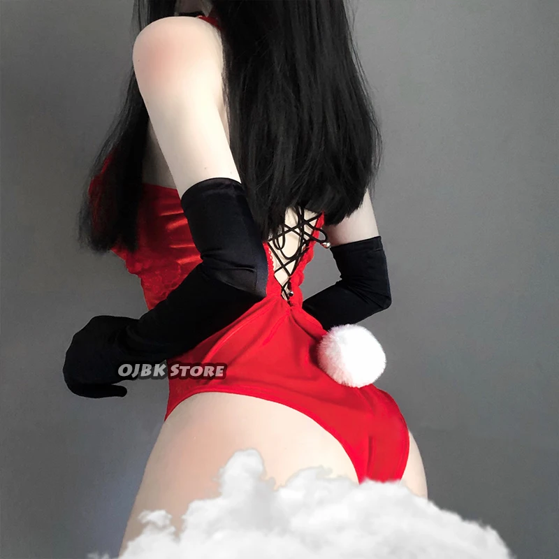 Bunny Girl Sexy Anime Cosplay costume 3 Colours Rabbit Bodysuit Erotic Outfit for woman Wrapped Chest Sweet Gift for Girlfriend