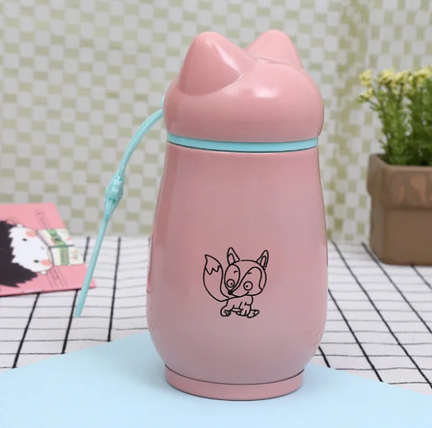 pink 300 мл детская чашка для кормления из нержавеющей стали, термос для молока для детей, термос для горячей воды, Термокружка - Цвет: pink