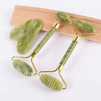 

Jade Roller & Gua Sha Tool Set Natural No Noise Face Massage Roller Gua Sha Scraping Massage Facial Body Neck Health Care Tool
