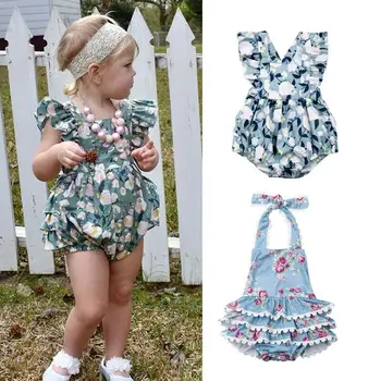 

Toddler Kids Baby Girls Flower Romper Bodysuit Jumpsuit Outfits Clothes Sunsuit