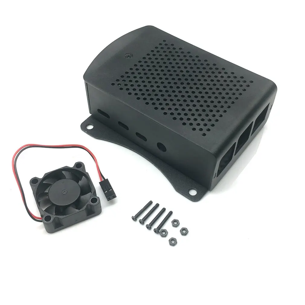 Для Raspberry Pi 4B Алюминиевый Чехол черный металлический корпус коробка с вентилятором черный корпус для RPI 4 Модель B RPI 4B чехол