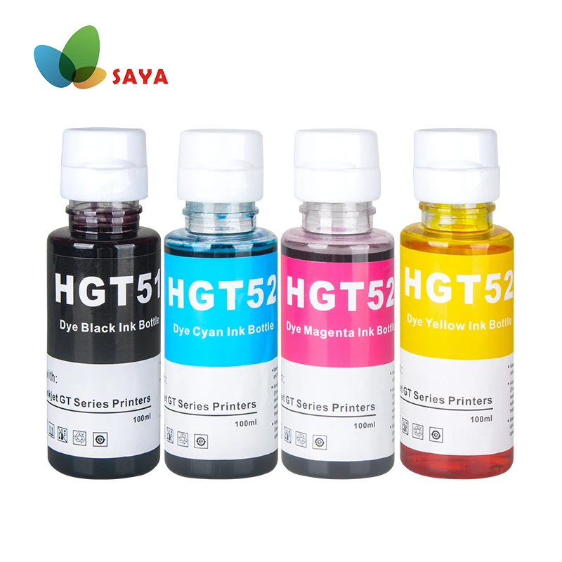 100ml*4 GT51 GT52 Refill Dye Ink for HP Smart Tank 450 455 500 510 515 516 519 530 559 570 610 615 651 Printer dye ink kit ink refill kit ink cartridge refill kit dye ink refill inkjet printer ink
