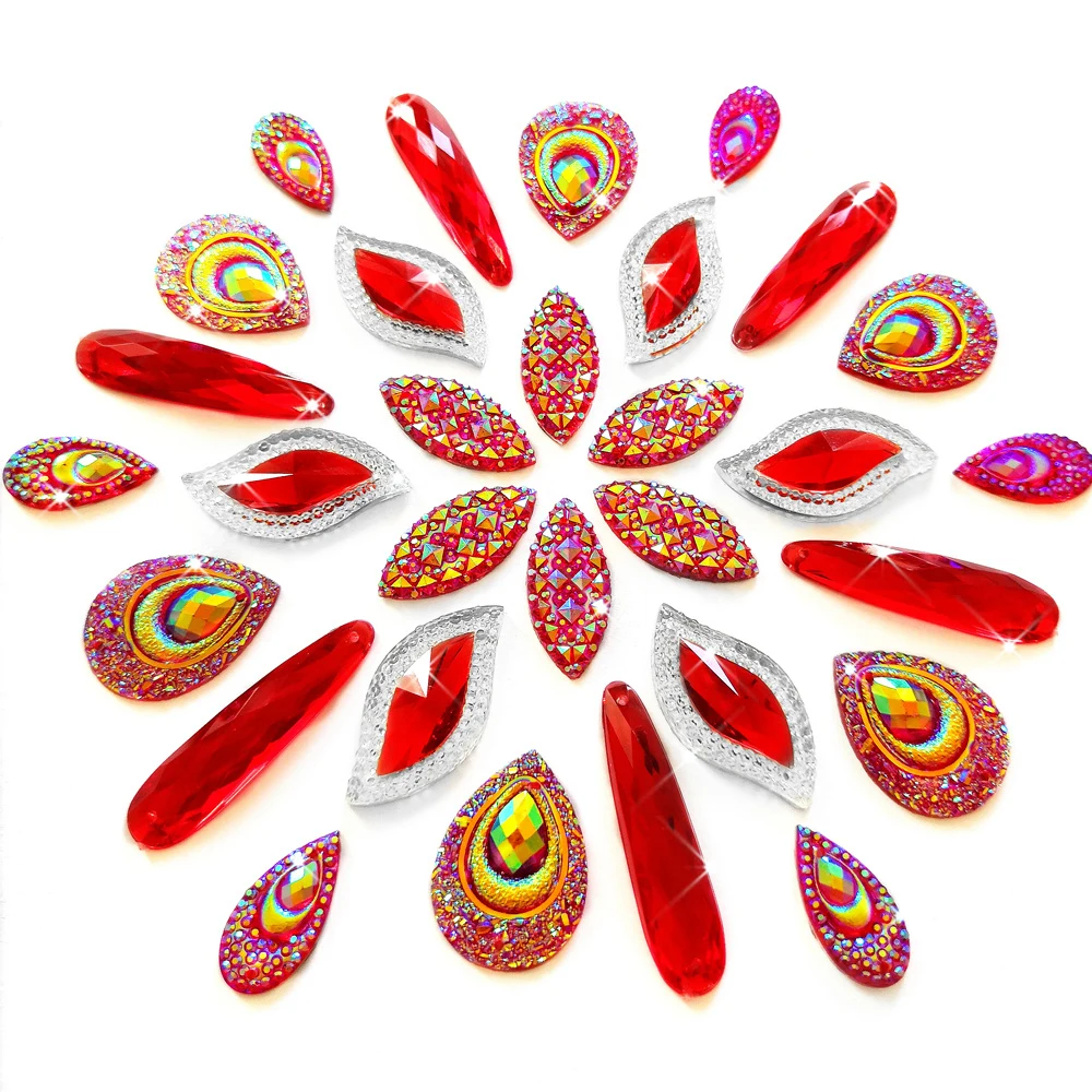 Mixed Red AB Sew on Fabric Clothing Strass Rhinestones Gems Stones and Crystals Hand Sewing For Diy Clothes Wedding Dress Prom | Дом и сад