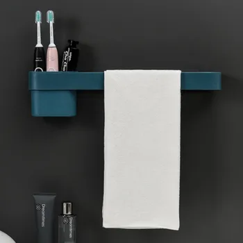 

Creative Bathroom Shelf Hook Toilet Free Punch Towel Hanging Wall-mounted Shelf With Suction Cup For Bathroom