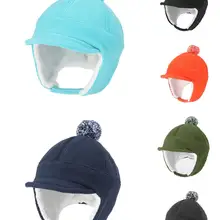 Детские милые флисовые теплые зимние шапки с черепом для мальчиков и девочек, ветрозащитные Лыжные шапки с помпоном