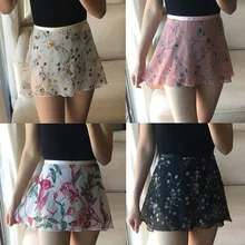 Балетная танцевальная юбка, стиль, шифоновое трико с цветочным принтом для взрослых и детей, женское балетное танцевальное платье с цветочным принтом