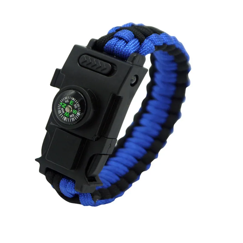 Blue Black Светодиодный светящийся защитный Паракорд для выживания 550 Камуфляжный браслет Terkking походный Аварийный Браслет для первой помощи 25 см браслет для ручных часов - Цвет: Blue Black
