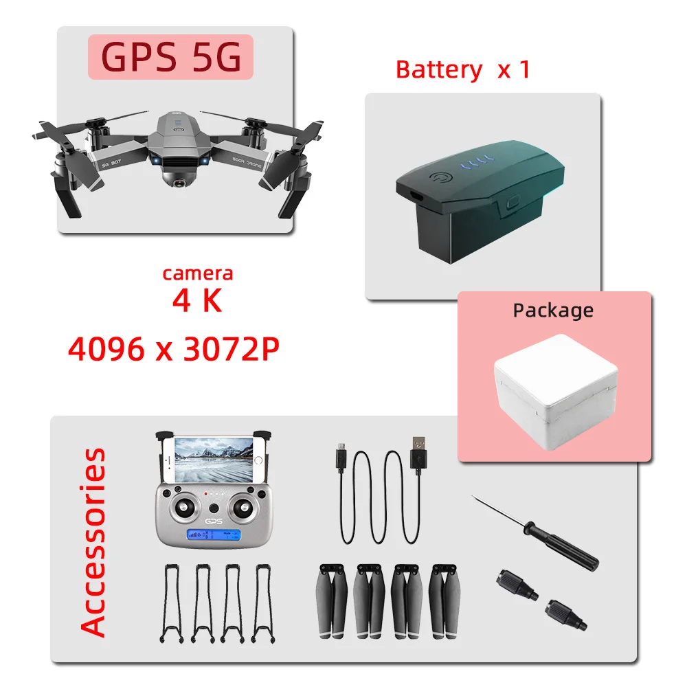 SG901 gps SG907 4K с камерой hd Квадрокоптер Дрон игрушки дроны, Радиоуправляемый вертолет Профессиональный с камерой hd Квадрокоптер - Цвет: 907 4K 1B foam box