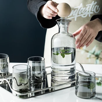 

Glass Water Bottle Jar Kettle Transparent Large Capacity Heat Resistant Water Teapot Jug Cold Glass Pitcher Water Carafe 1.2L