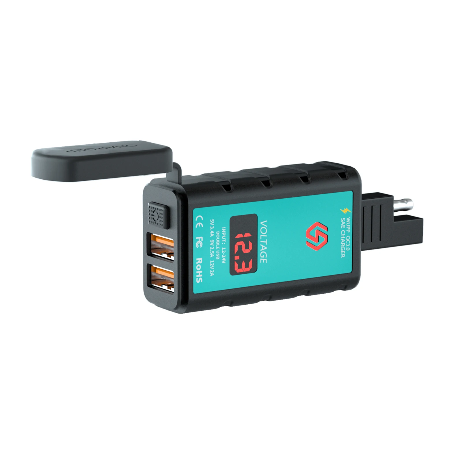 Зарядное устройство SAE на USB для мотоцикла с вольтметром переключателем вкл./выкл.