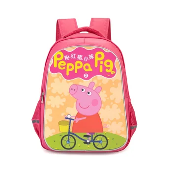 

Peppa Pig Bag Children's School Bag Toy Cartoon Character Action Figure Backpack High Quality Material Nylon Cloth kid Gift 2020