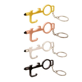 

10PCS No Touch Brass Door Opener touch free key Phone Touch Screens Contactless Tool Elevator Handle Key Copper Keychain