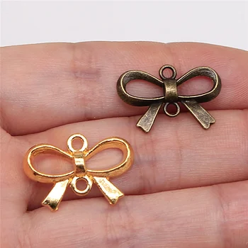 

WYSIWYG 10pcs 21x14mm Vintage Tie Bow Pendants Charm For Jewelry Making 2 Colors Bow Pendants Charm Bow Connector