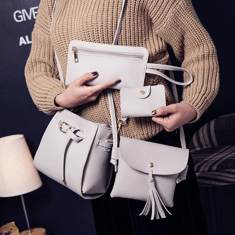 

2018 New Style WOMEN'S Fashion Handbag Shoulder Cross-body Handbag Different Size Bags Four-piece Set