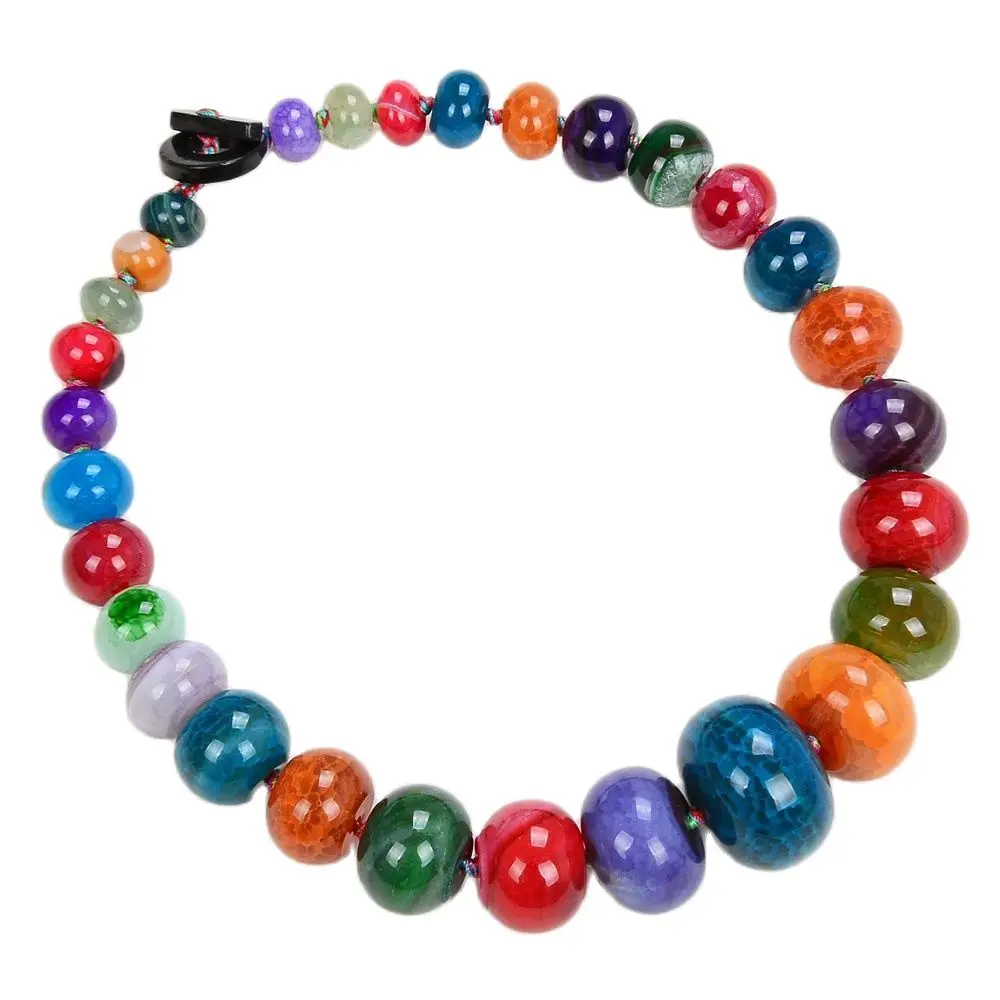 GG Jewelry Beautiful 19" Multi Color Rondelle Graduate Colorful Agate Necklace | Украшения и аксессуары