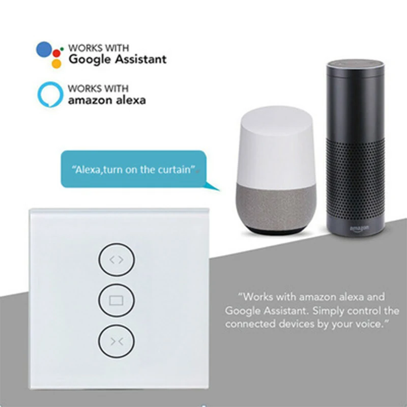 

Smart curtain switch WIFI connection APP remote control EU standard tempered glass panel wall sticker switch