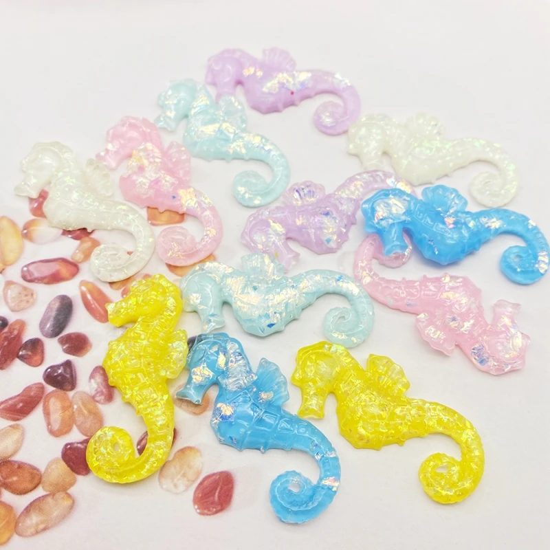 Kawaii Cute Mixed Cartoon Seahorse FlatBack Resin Cabochons 12Pcs Scrapbooking DIY Jewelry Craft Decoration Accessories G64