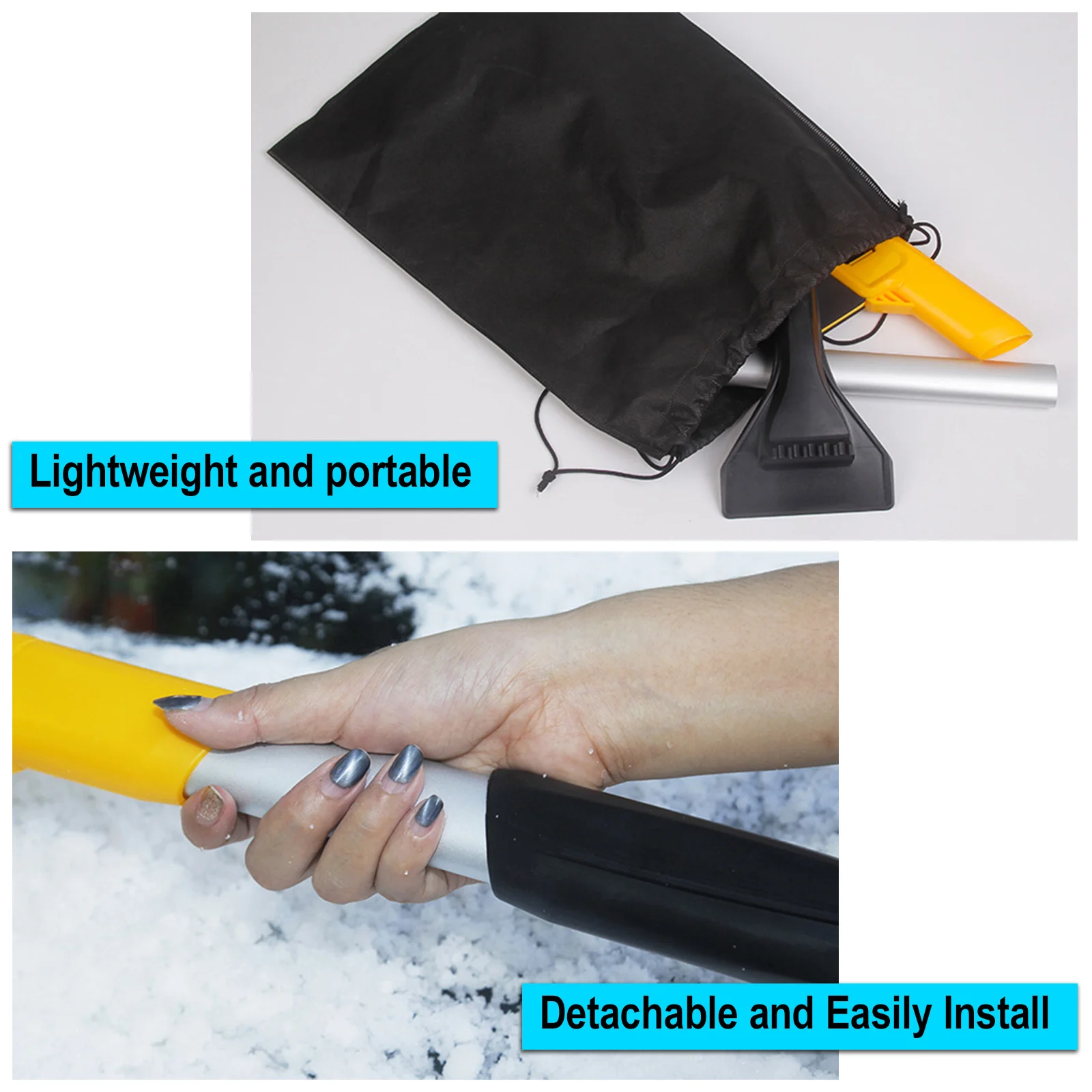 Car EVA Snow Shovel Multifunctional Snow Shovel Long Rod Deicing Ice Sweep Tool Removal Brush Winter
