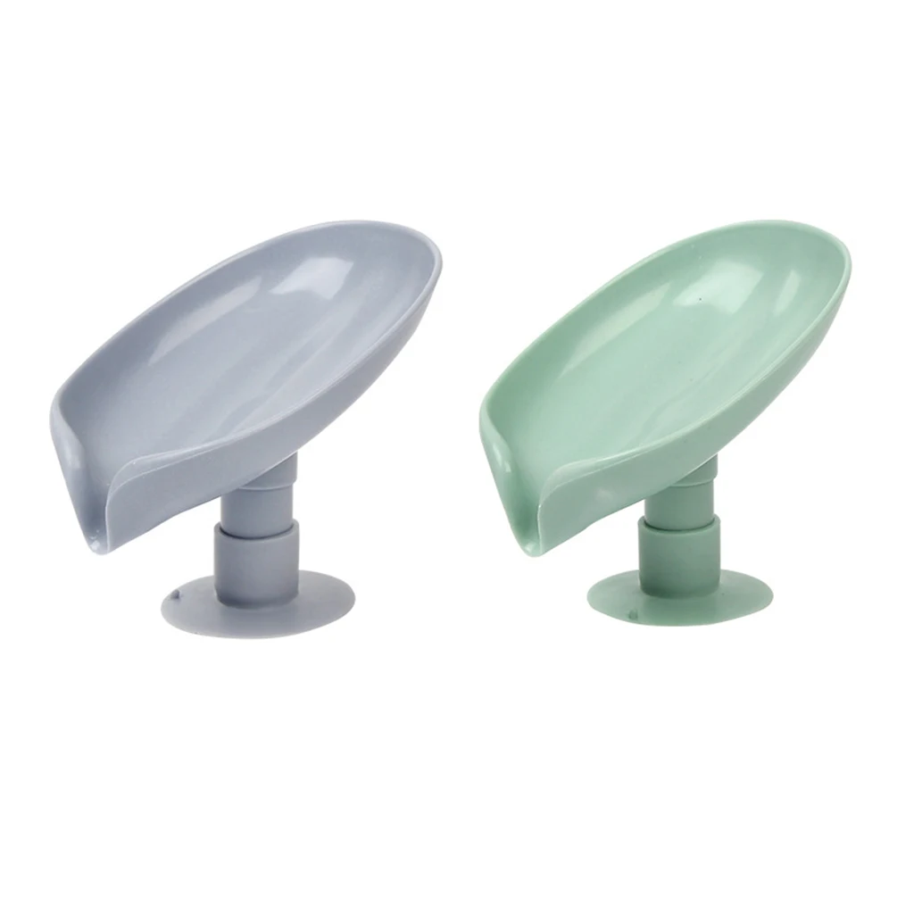 Creative Suction Cup Soap Holder Leaf Shape Draining Soap Dish Tray for