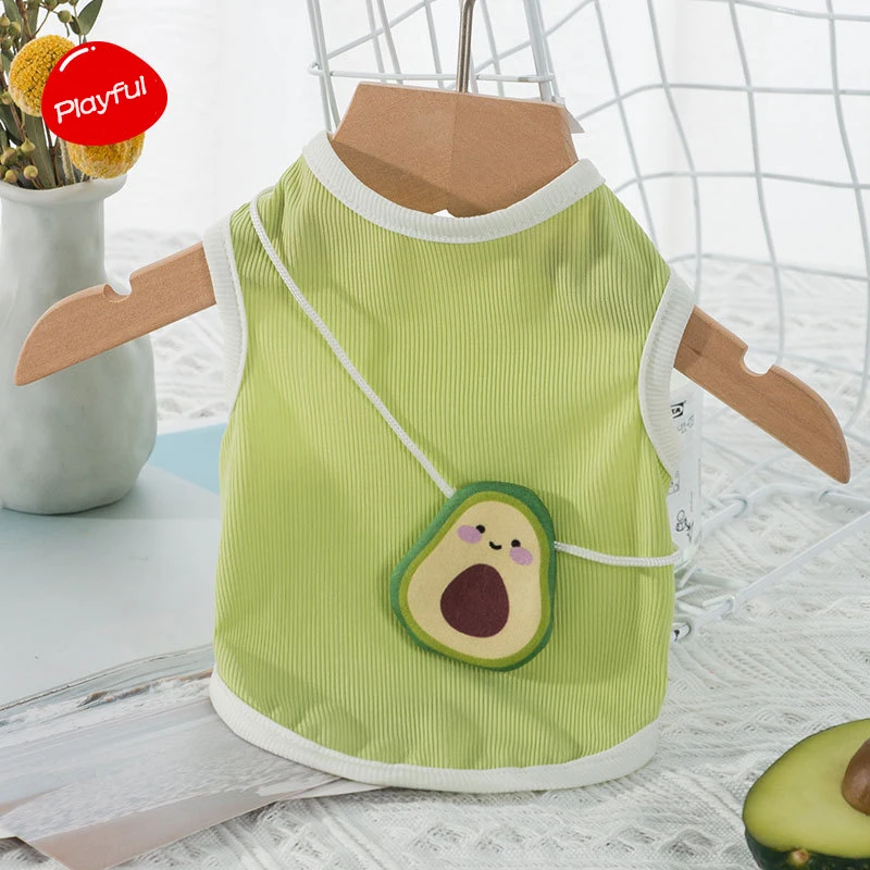 Ropa para mascotas fina y transpirable, chaleco de Aguacate verde, para primavera y verano, Chihuahua de peluche, gato, ropa de dos patas