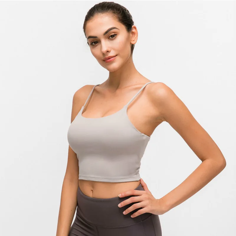 Tanie Imlario klasyczne yoga tank Bralet wyściełane Slim Fit nie posiadamy informacji o każdym różnorodność siłownia Crop Top Push Up Nylon jednolity kolor Workout obcisłe Camisole
