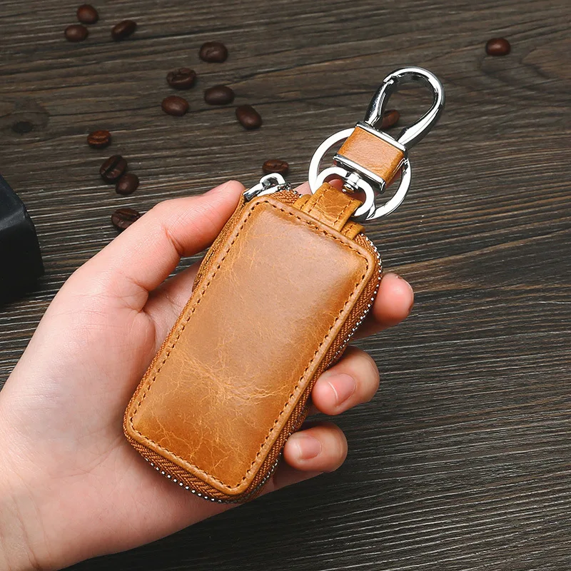 

BISI GORO Car Key Bag Case For Keys Rack Organizer Men Holder Pocket Waistband Genuine Leather Retro Cowhide Women Mini Keychain