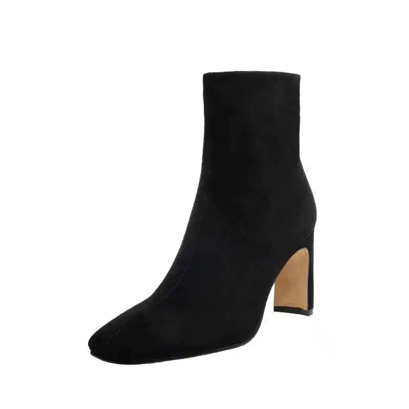 Krazing pot Chelsea boots real leather stone pattern high street fashion square toe thick high heel zip gorgeous ankle boots L61