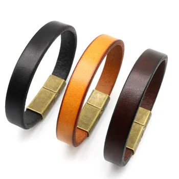 

2020 Simple Men's Leather Bracelet Magnetic Clasp Charm Bracelets For Men Trendy Jewelry Male Armbands Gifts Wholesale