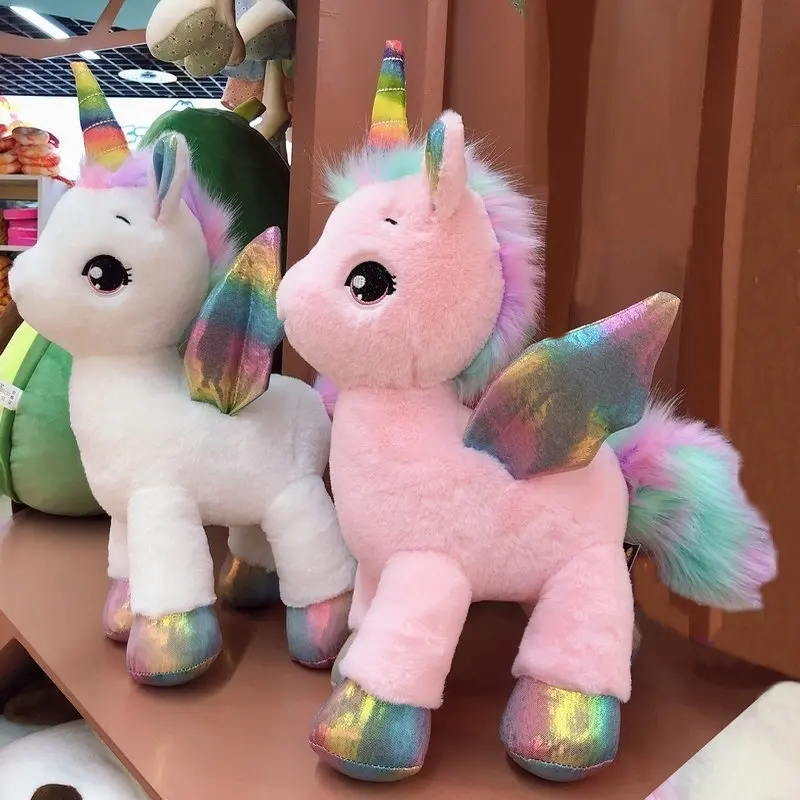 Милый Единорог плюшевые игрушки радужные Светящиеся Крылья мягкая