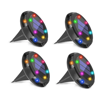 

Solar Ground Light Gradient Light 10 LED Outdoor IP67 Waterproof Solar Disk Lights for Garden Patio Lawn Courtyard