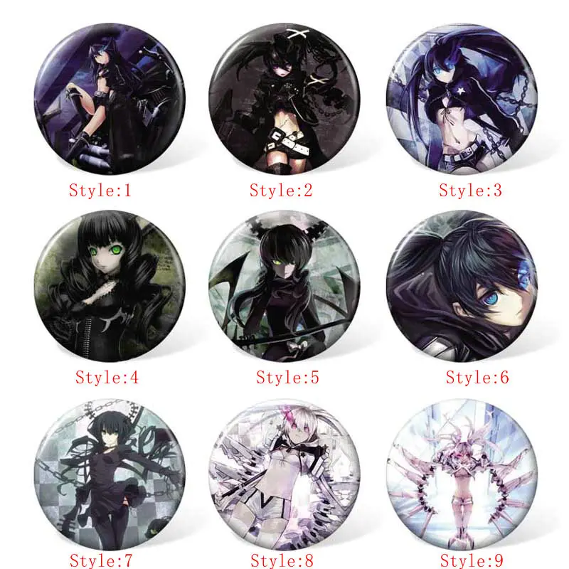 

58MM black rock shooter Anime Cosplay Badge Cartoon Brooches Pins Collection bags Badges for Backpacks Clothes