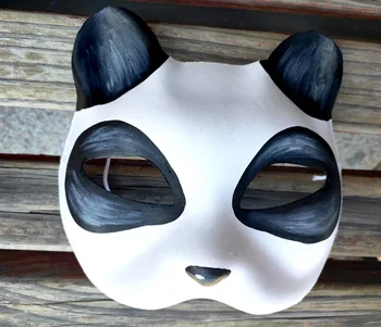 

New Quality Handmade DIY Mask Halloween Cute Panda Mask Cosplay Costume Paper Mache Pulp Mask