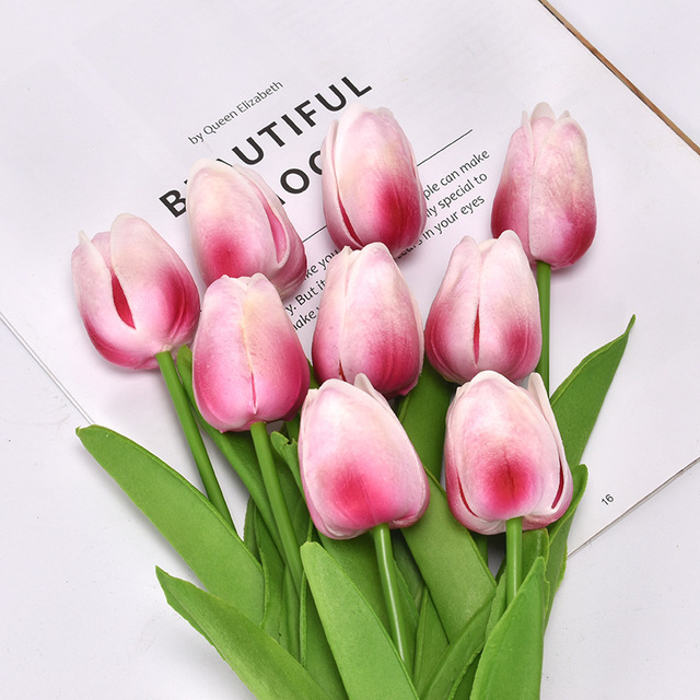 PU Tulip Artificial Flower Real Touch Artificial Bouquet Fake Plants For Wedding Decoration Flowers Home Garden Decor