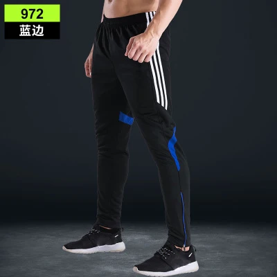 972 blue Спортивные брюки мужские свободные беговые повседневные быстросохнущие дышащие тонкие шелковые брюки для фитнеса футбольные брюки для езды на велосипеде - Цвет: 972 blue