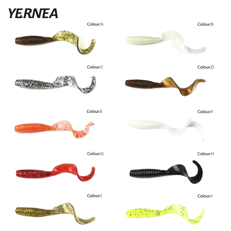 

New 100pcs/Lot 6cm 1.8g Silicone Soft Baits Fishing Lure Soft Lure Worm Shrimp Tail Maggots Ocean Rock Carp Fishing Tackle