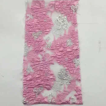 

Peach color jacquard lace fabric African lace fabric 2020 high quality lace Nigerian French wedding lace fabric D3607