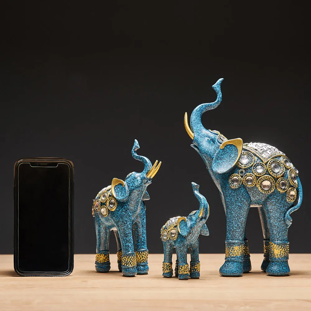 Creative Resin Animal Model Statue Home Decoration Accessories India Style Elephant Figurine Office Desk Decorative Wedding Gift