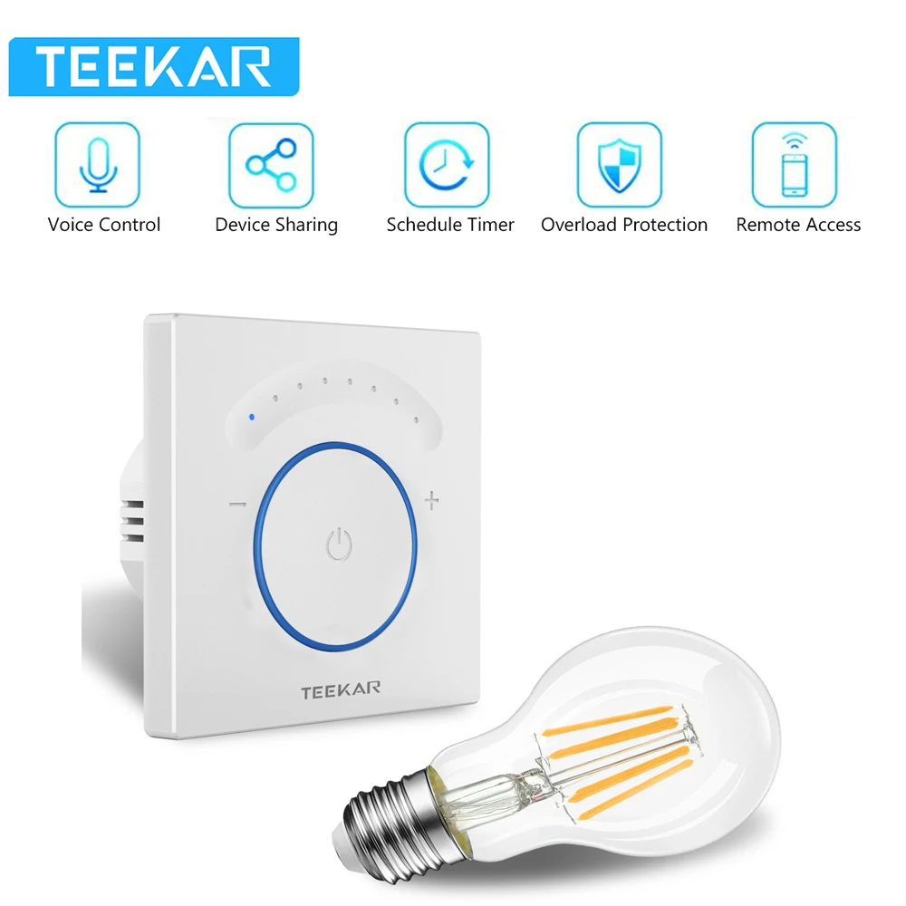 TEEKAR EU Standard Smart Dimmer Switch 1Gang Work With Amazon Alexa