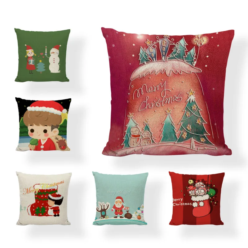 Funda Cojin Navidad 40x40 Fundas De Cojín Decorativas Navideñas De 45 X 45 Cm Para Sofá, Salón, Cama, Exterior, Juego De 4, Decoración Invernal, Diseño De Ciervo, Funda De Almo | Leroy