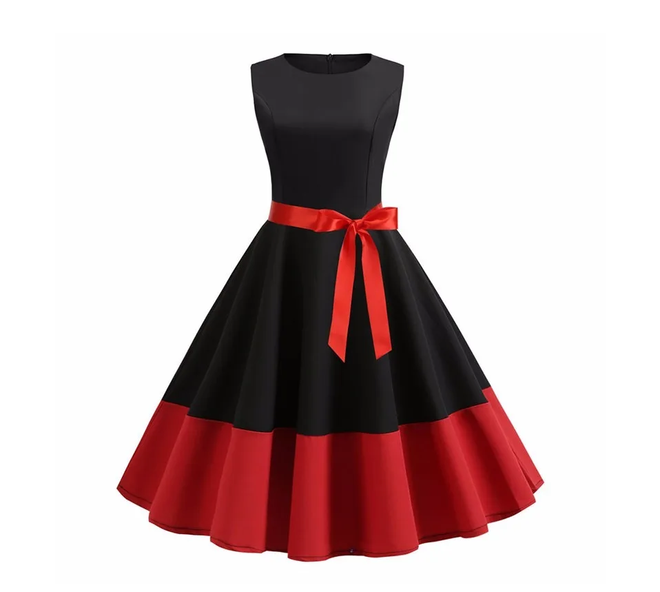 Женское летнее платье с поясом без рукавов элегантное РЕТРО 50s 60s Robe Rockabilly Swing Pinup без рукавов вечерние платья