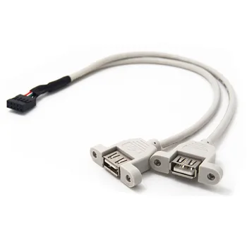 

30cm USB 2.0 A Type Female Screw to Motherboard 9P Header Cable with Bracket 2 USB baffle line