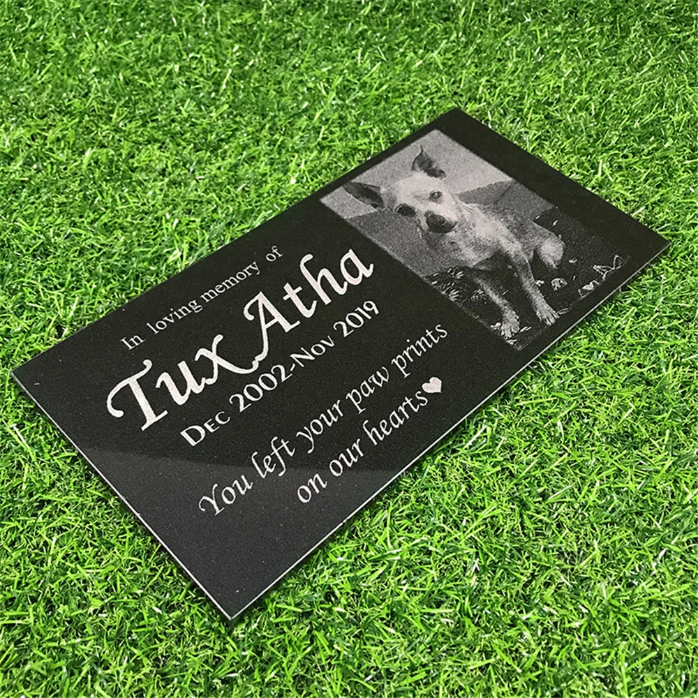 Pet Memorial Stones Engraved with Pet's Photo Personalized 12"&times;6" inch JSYS