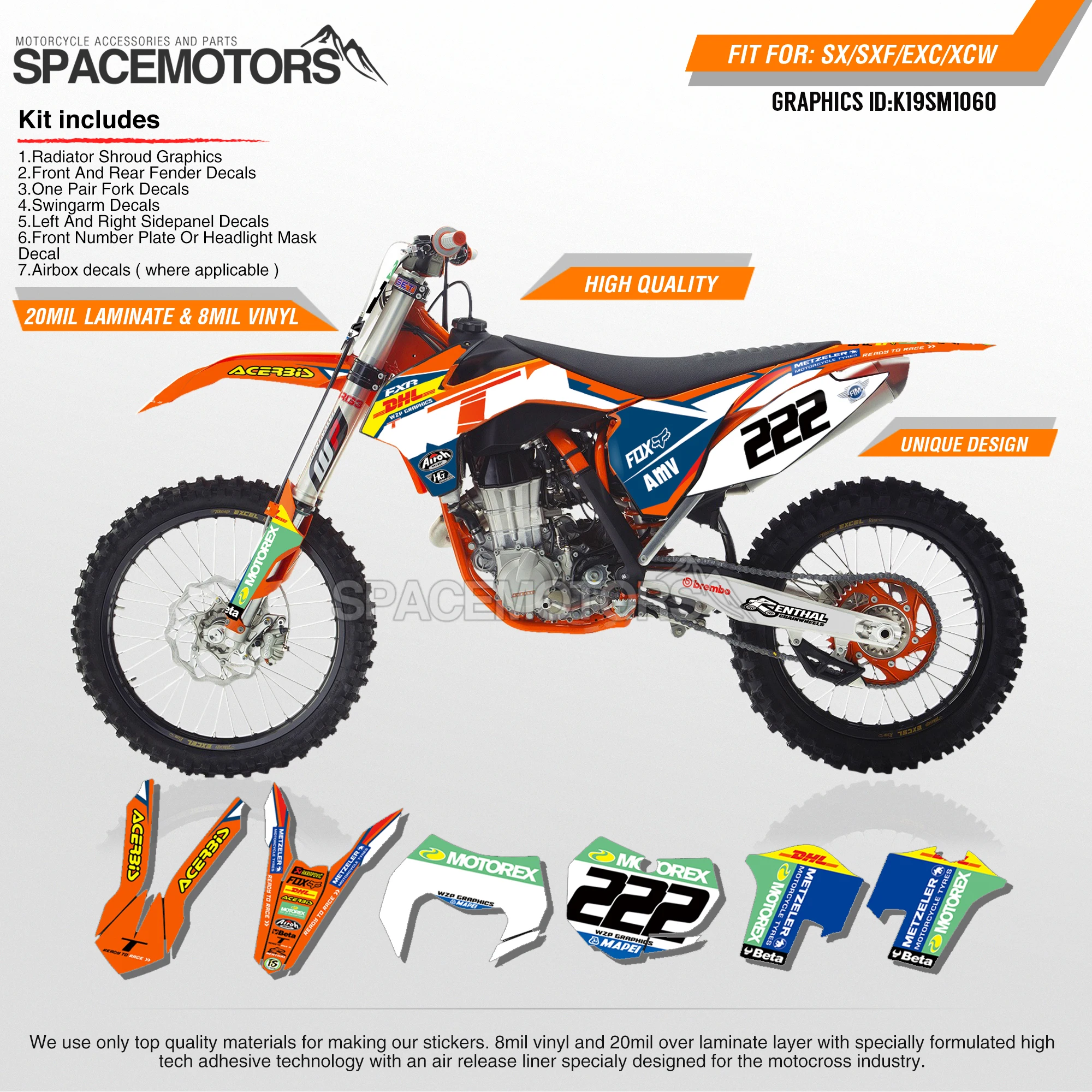 MotoSpace индивидуальные команды Графика Фоны наклейки 3m наклейки на заказ для KTM SX SXF XCF 2011- EXC excf XCW 2012- 060