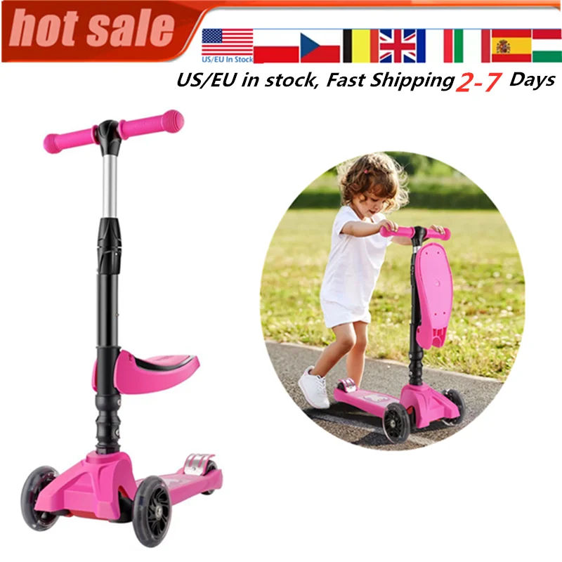 Scooters for Toddlers Boys Girls Ages 2-8 Years Old Adjustable Height; 3 wheels 