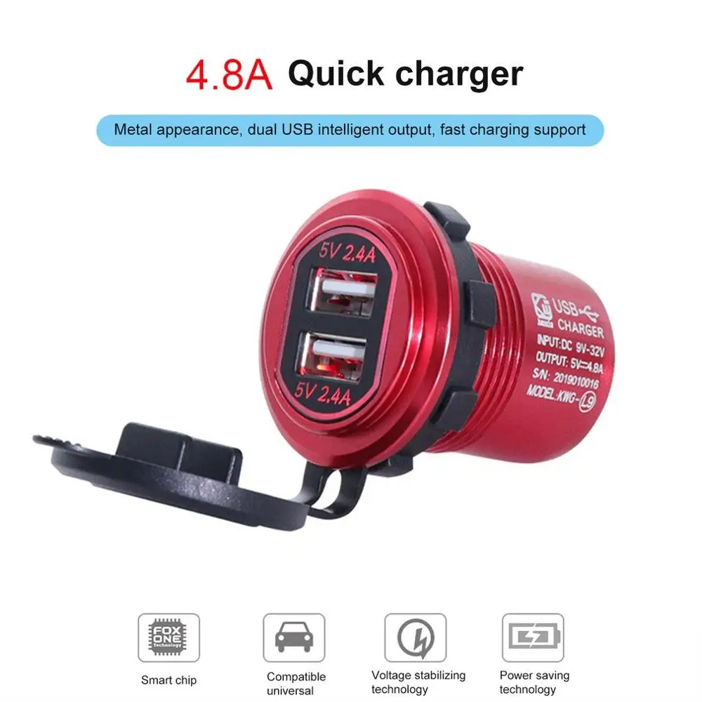 L9 DC 9 V-32 V 4.8A двойной USB светодиодный авто зарядное устройство для мотоцикла Авто Грузовик ATV Лодка адаптер розетка зарядное устройство s