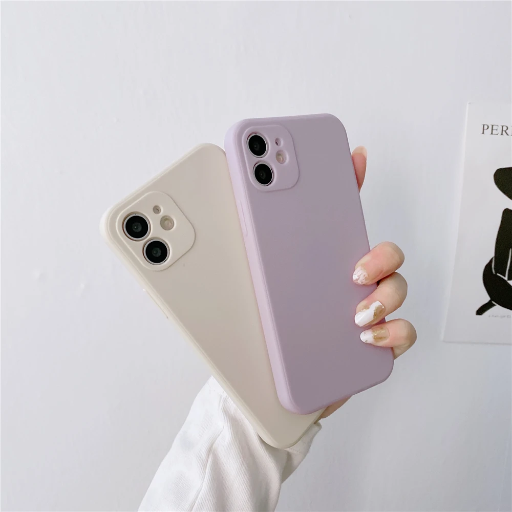 Soft Silicone Candy Colour Phone Case For iPhone 11 12 Pro Max 13Mini Camera Protection XS X XR 7 8 Plus SE2020 Matte Shockproof