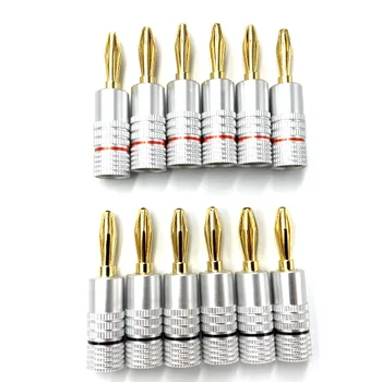 

Banana Plugs 6 Pairs / 12 Pcs, Dual Screw Gold Plated Plugs o Jack Connectors,Speaker Wire Banana Connectors(Silver)