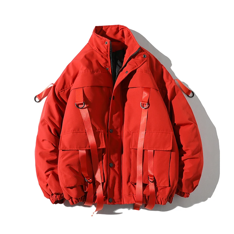 Новая Осенняя мужская куртка весеннее пальто хлопковая стеганая однотонная куртка мужская повседневная куртка уличная Мужская парка - Цвет: red